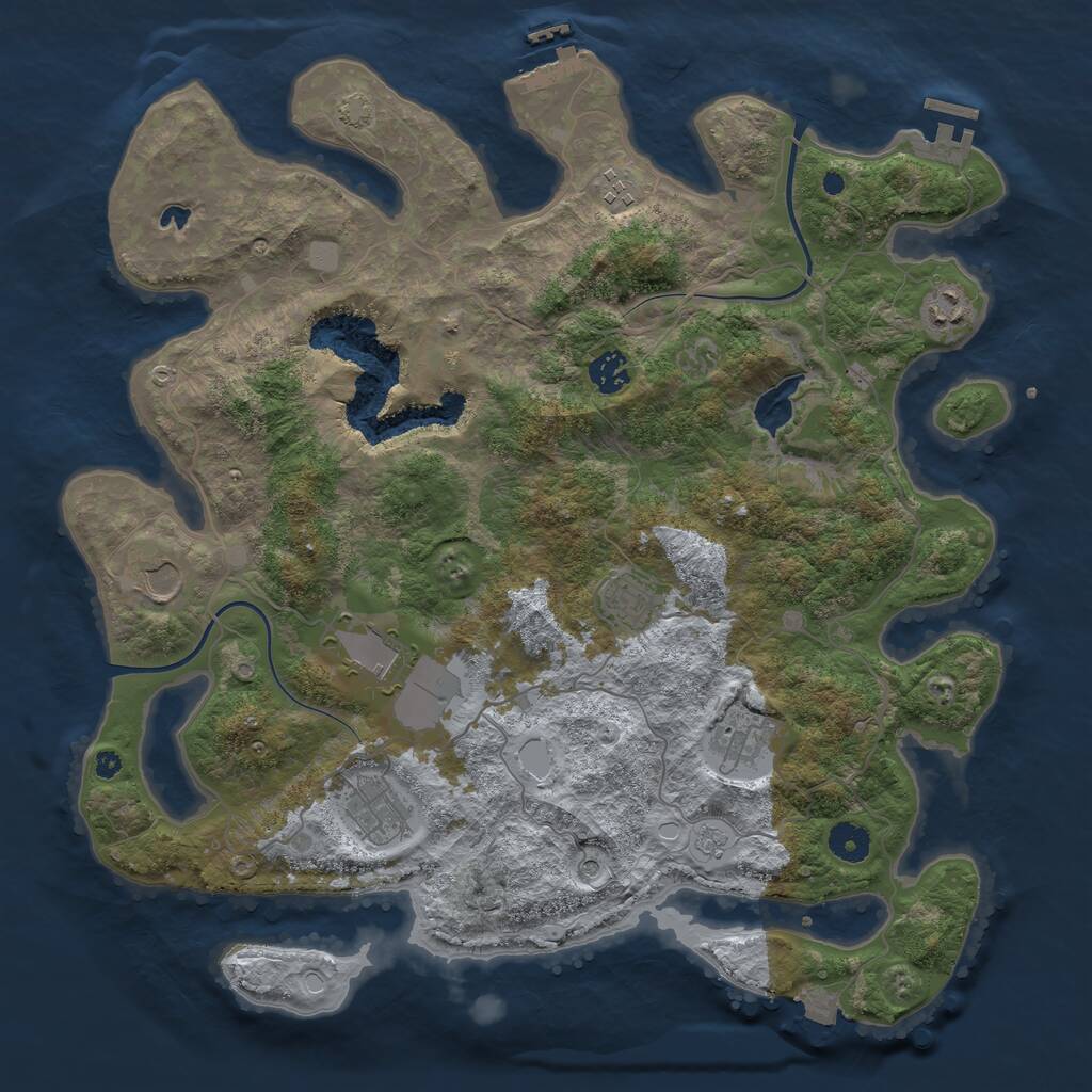 Rust Map: Procedural Map, Size: 4000, Seed: 1303762806, 14 Monuments