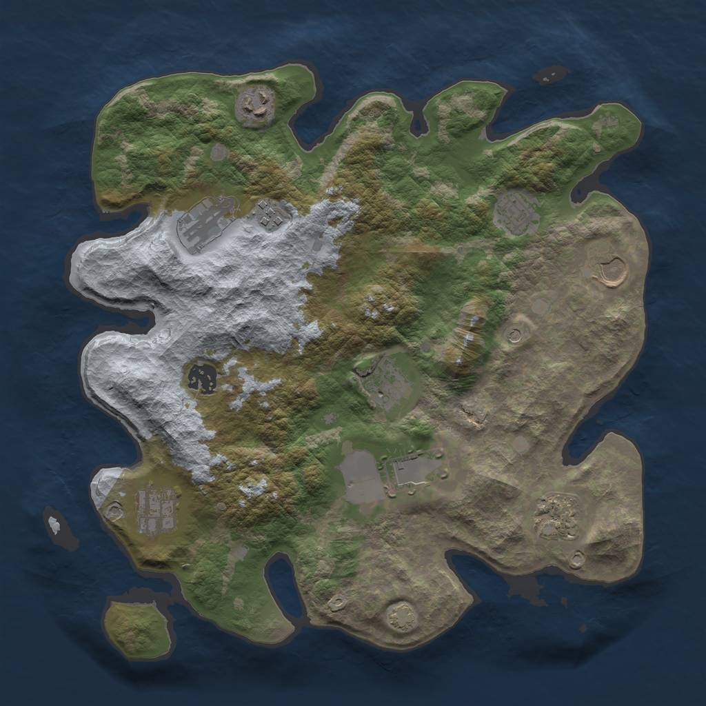 Rust Map: Barren, Size: 3500, Seed: 44478194, 14 Monuments