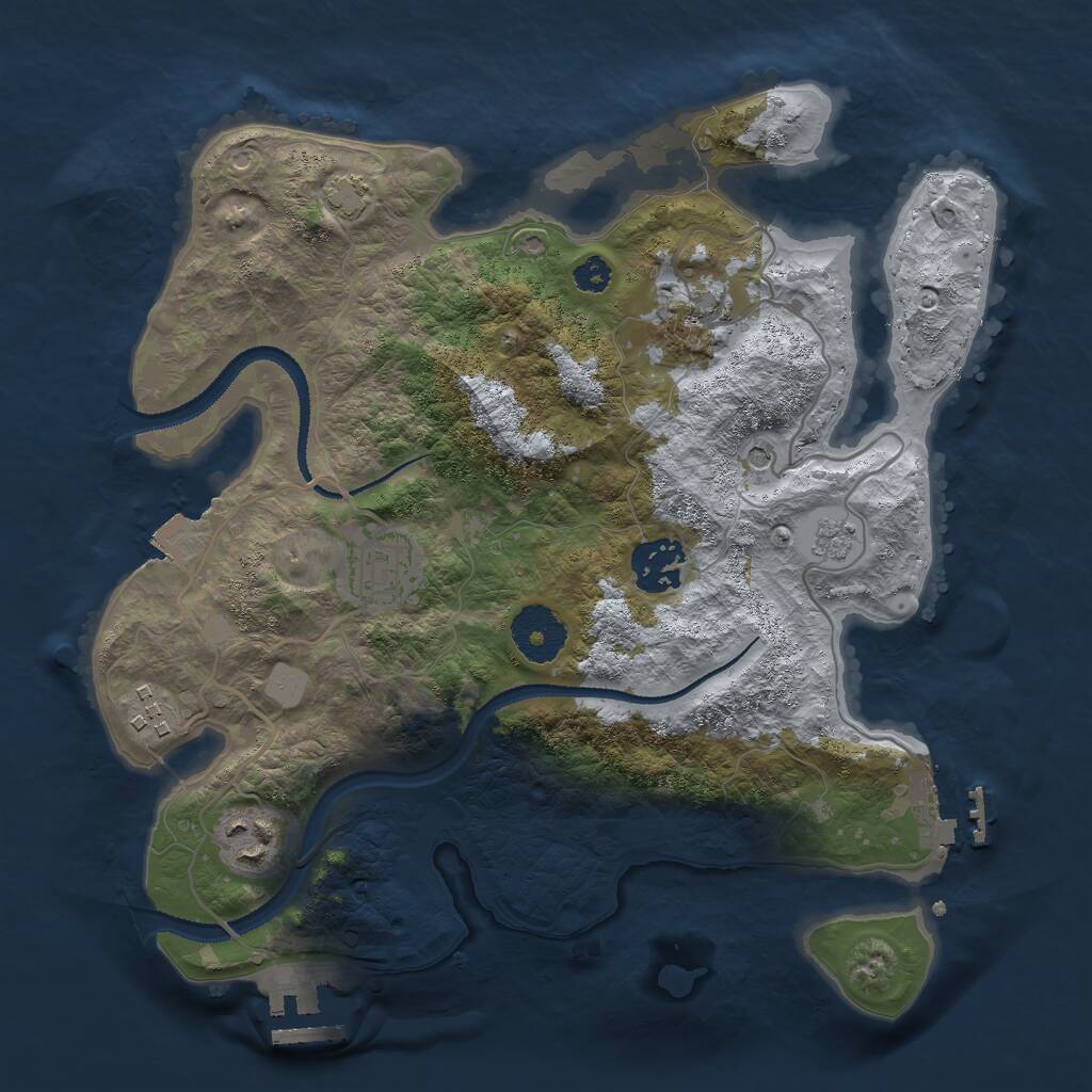 Rust Map: Procedural Map, Size: 3000, Seed: 444144, 11 Monuments