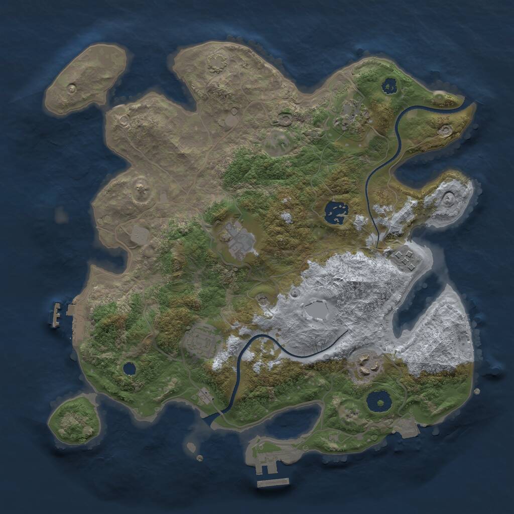 Rust Map: Procedural Map, Size: 3250, Seed: 12036, 11 Monuments