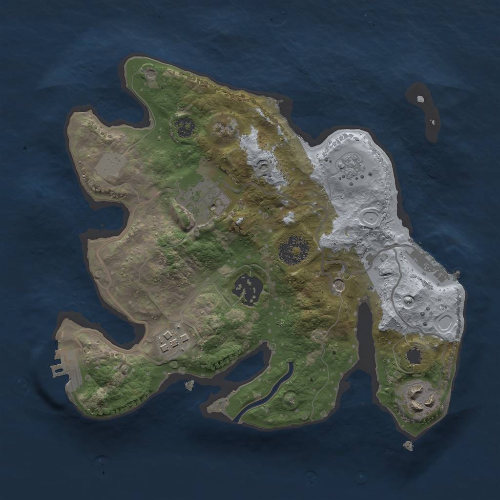 Rust Map: Procedural Map, Size: 2500, Seed: 1018199598, 11 Monuments