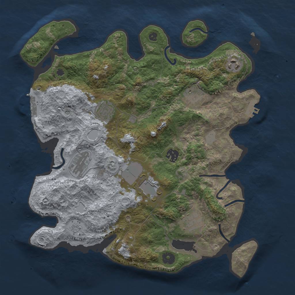 Rust Map: Procedural Map, Size: 3500, Seed: 1999567734, 14 Monuments