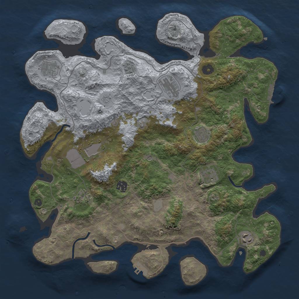 Rust Map: Procedural Map, Size: 4000, Seed: 626351934, 16 Monuments