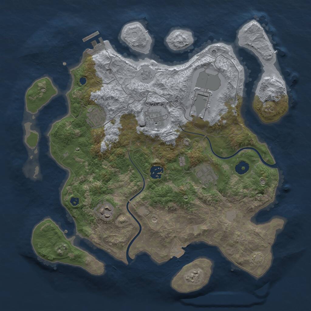Rust Map: Procedural Map, Size: 3500, Seed: 4556498, 11 Monuments