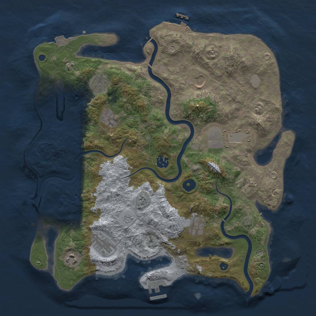 Rust Map: Procedural Map, Size: 3800, Seed: 358735, 16 Monuments