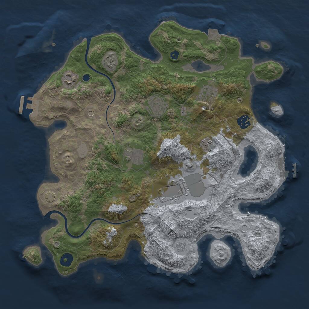 Rust Map: Procedural Map, Size: 3500, Seed: 275773242, 13 Monuments