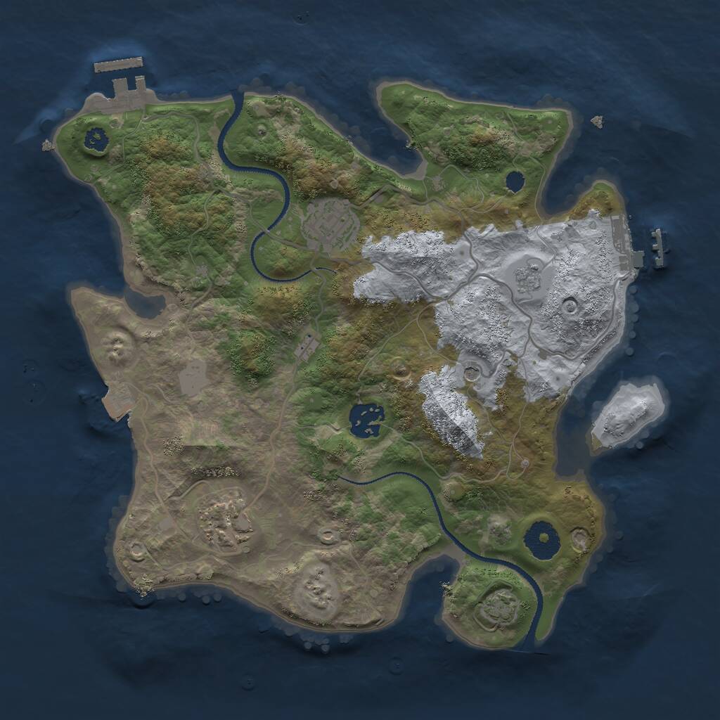 Rust Map: Procedural Map, Size: 3000, Seed: 25563, 9 Monuments