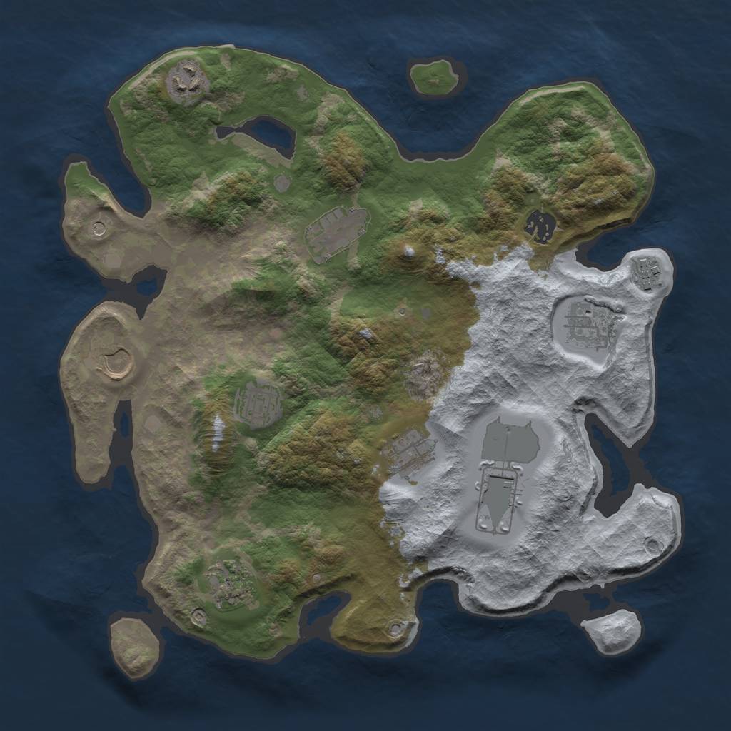 Rust Map: Barren, Size: 3500, Seed: 24155974, 13 Monuments