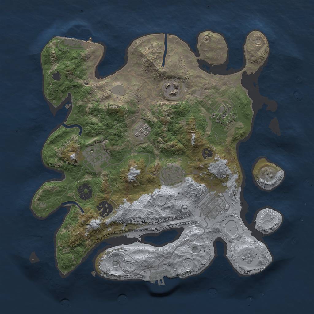 Rust Map: Procedural Map, Size: 3000, Seed: 962597679, 14 Monuments