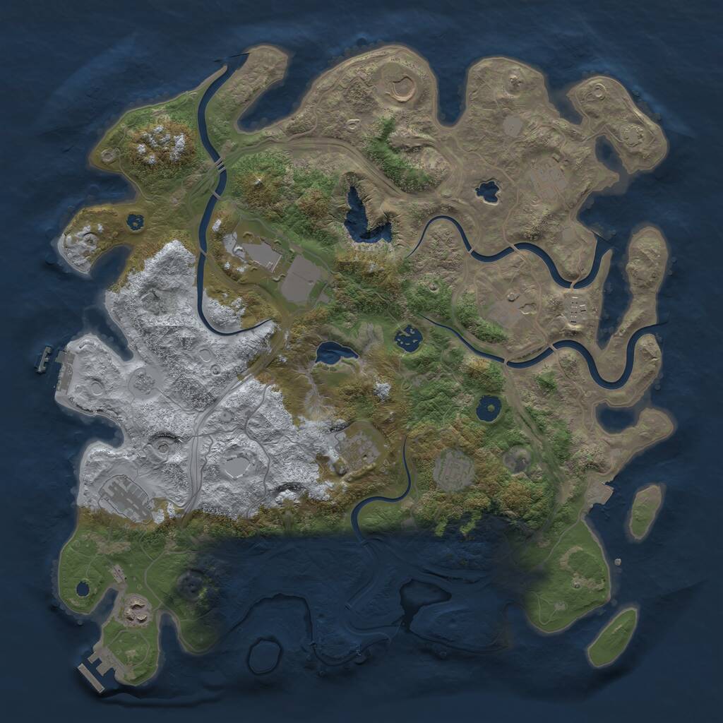 Rust Map: Procedural Map, Size: 4250, Seed: 707839005, 16 Monuments