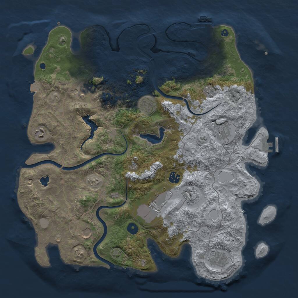 Rust Map: Procedural Map, Size: 4000, Seed: 983452, 16 Monuments