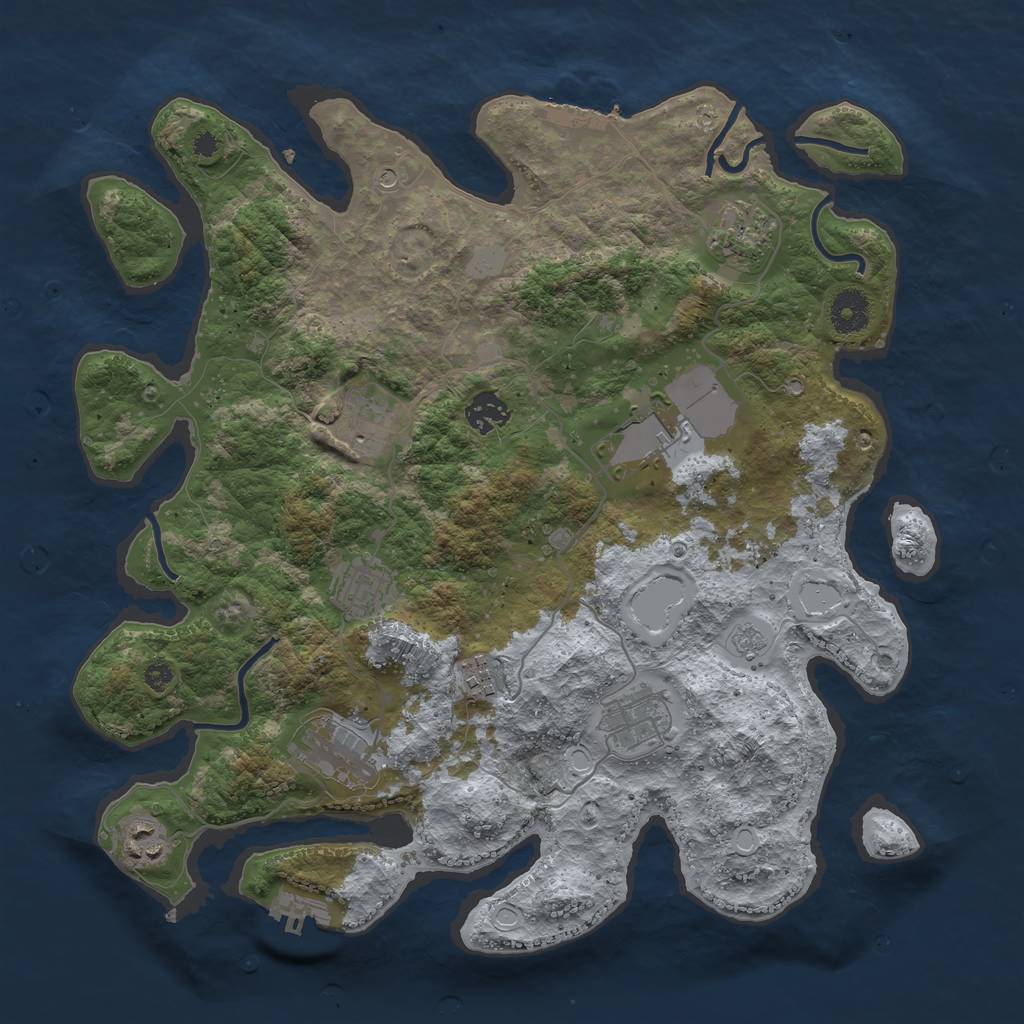 Rust Map: Procedural Map, Size: 3700, Seed: 1253086605, 16 Monuments