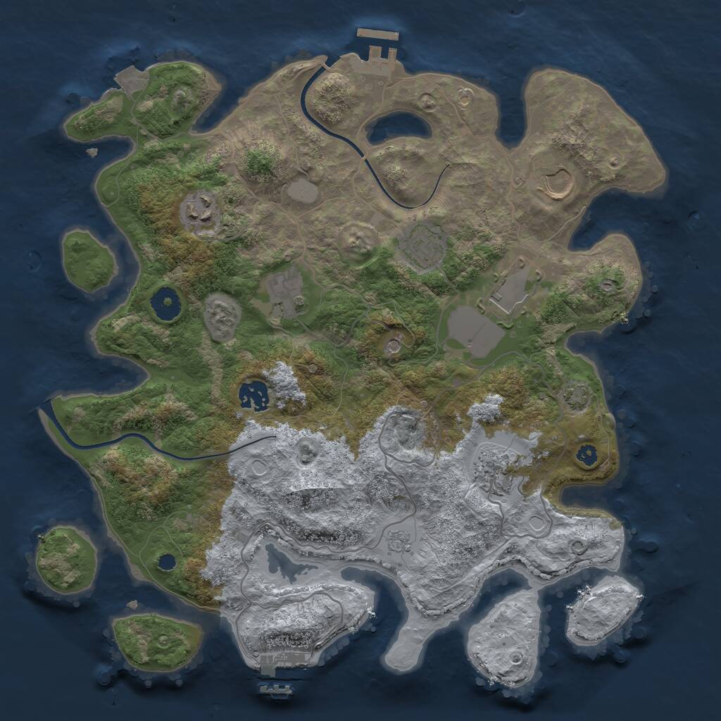 Rust Map: Procedural Map, Size: 3500, Seed: 1347587391, 13 Monuments