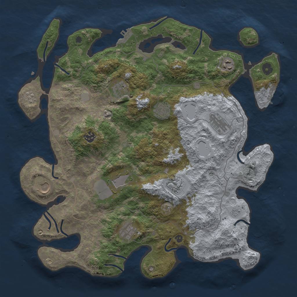 Rust Map: Procedural Map, Size: 4000, Seed: 20153, 17 Monuments