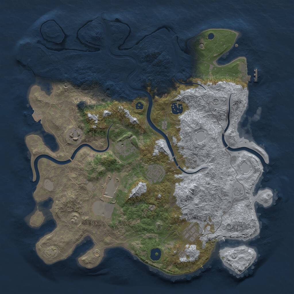 Rust Map: Procedural Map, Size: 3700, Seed: 33924514, 13 Monuments
