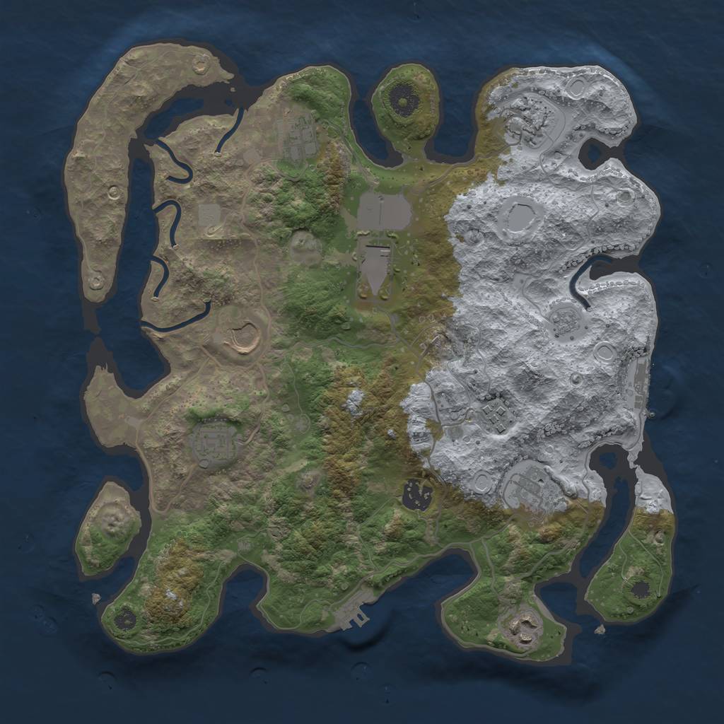 Rust Map: Procedural Map, Size: 3500, Seed: 269501670, 15 Monuments