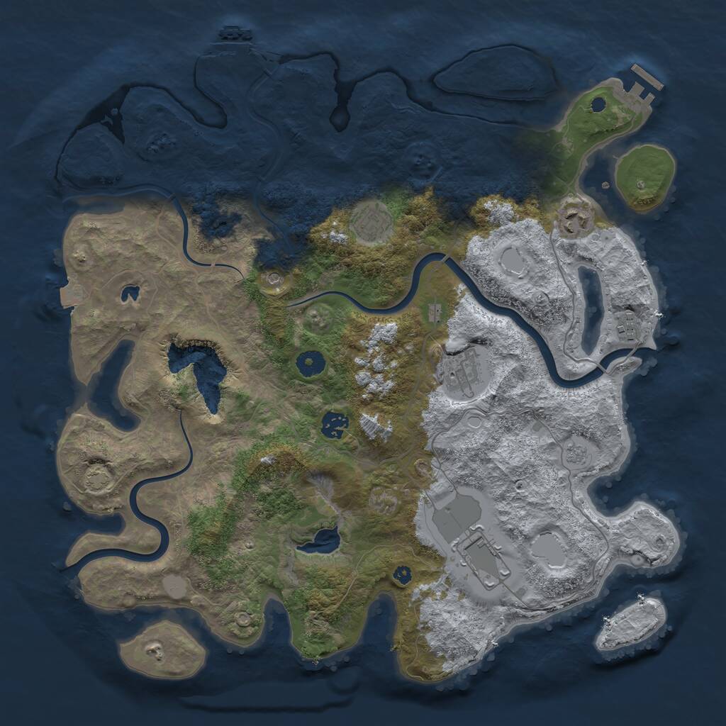 Rust Map: Procedural Map, Size: 4000, Seed: 2066018615, 12 Monuments