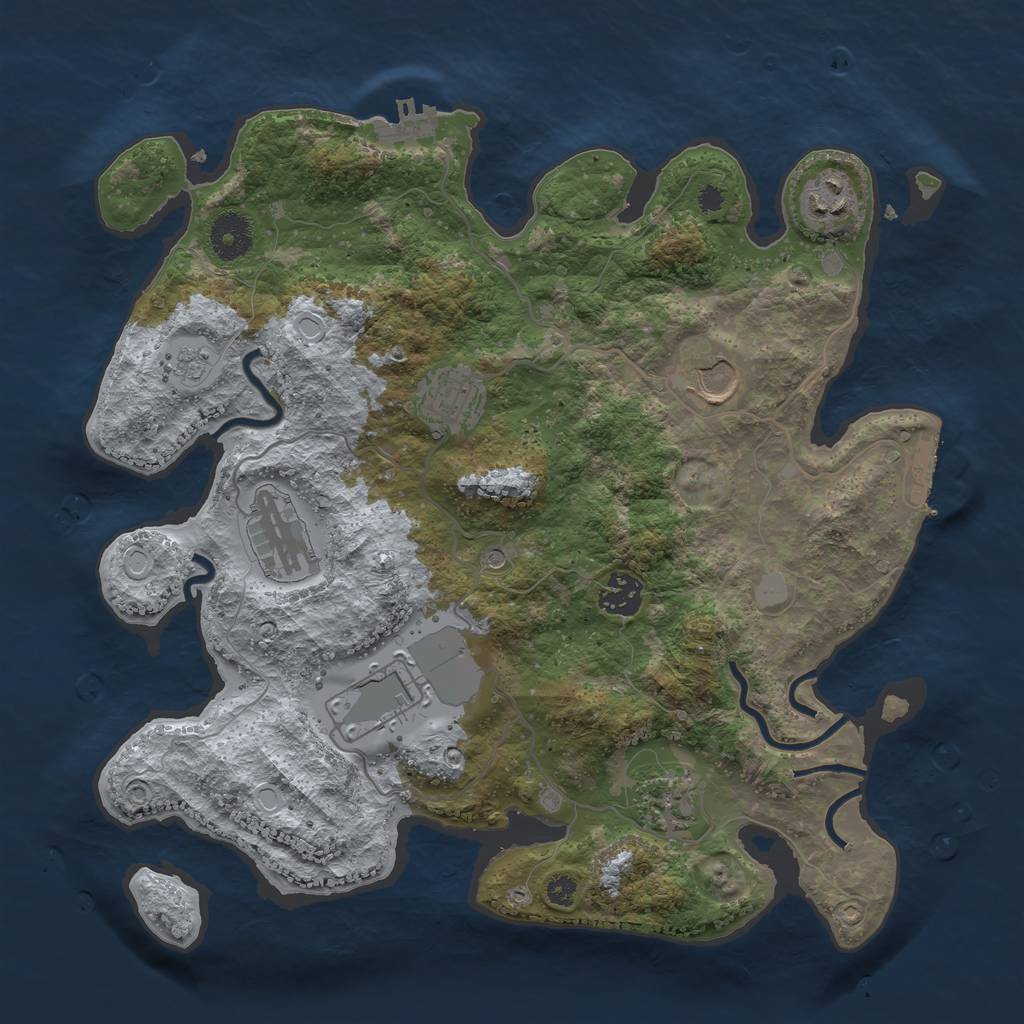 Rust Map: Procedural Map, Size: 3500, Seed: 1195525925, 14 Monuments