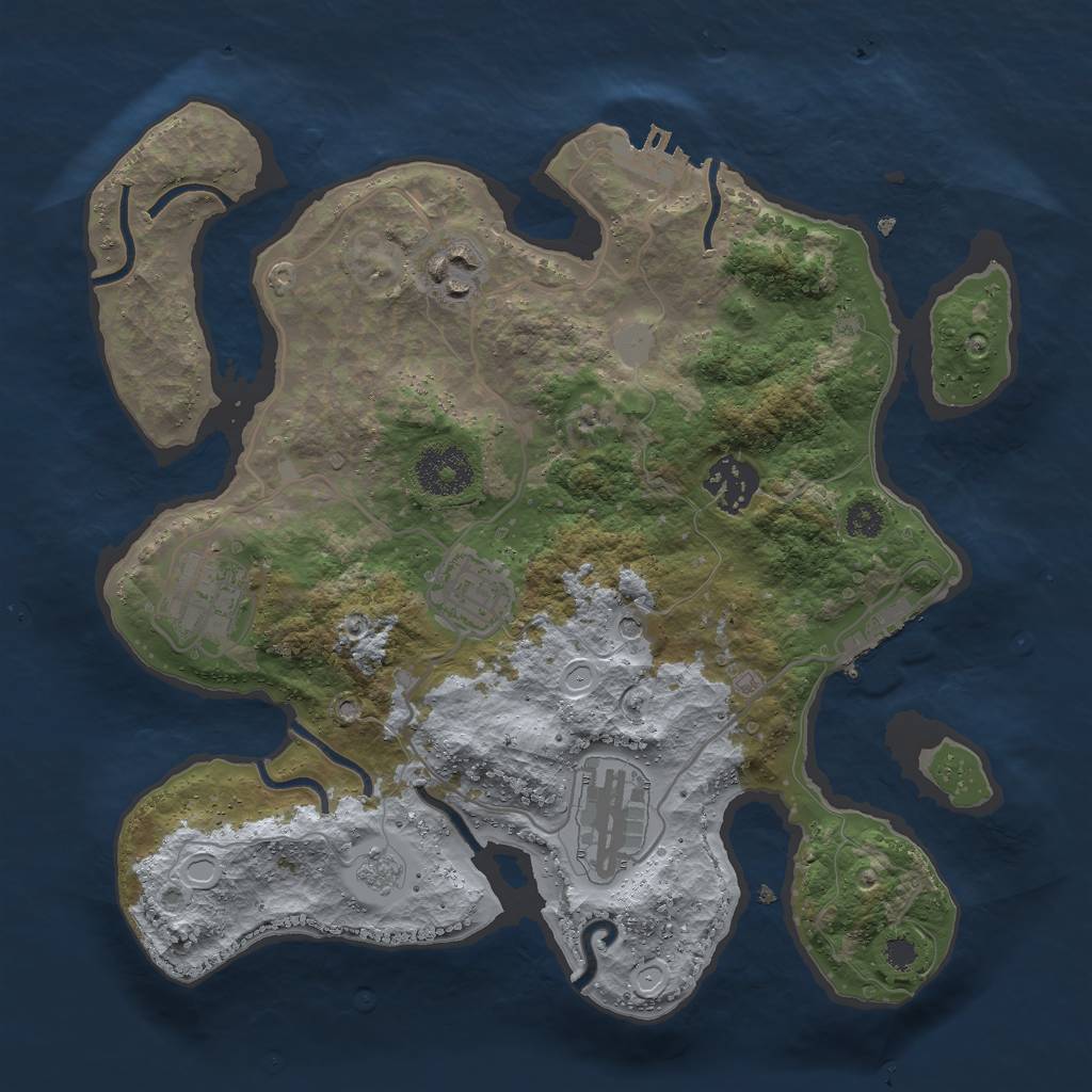 Rust Map: Procedural Map, Size: 3000, Seed: 27448, 12 Monuments