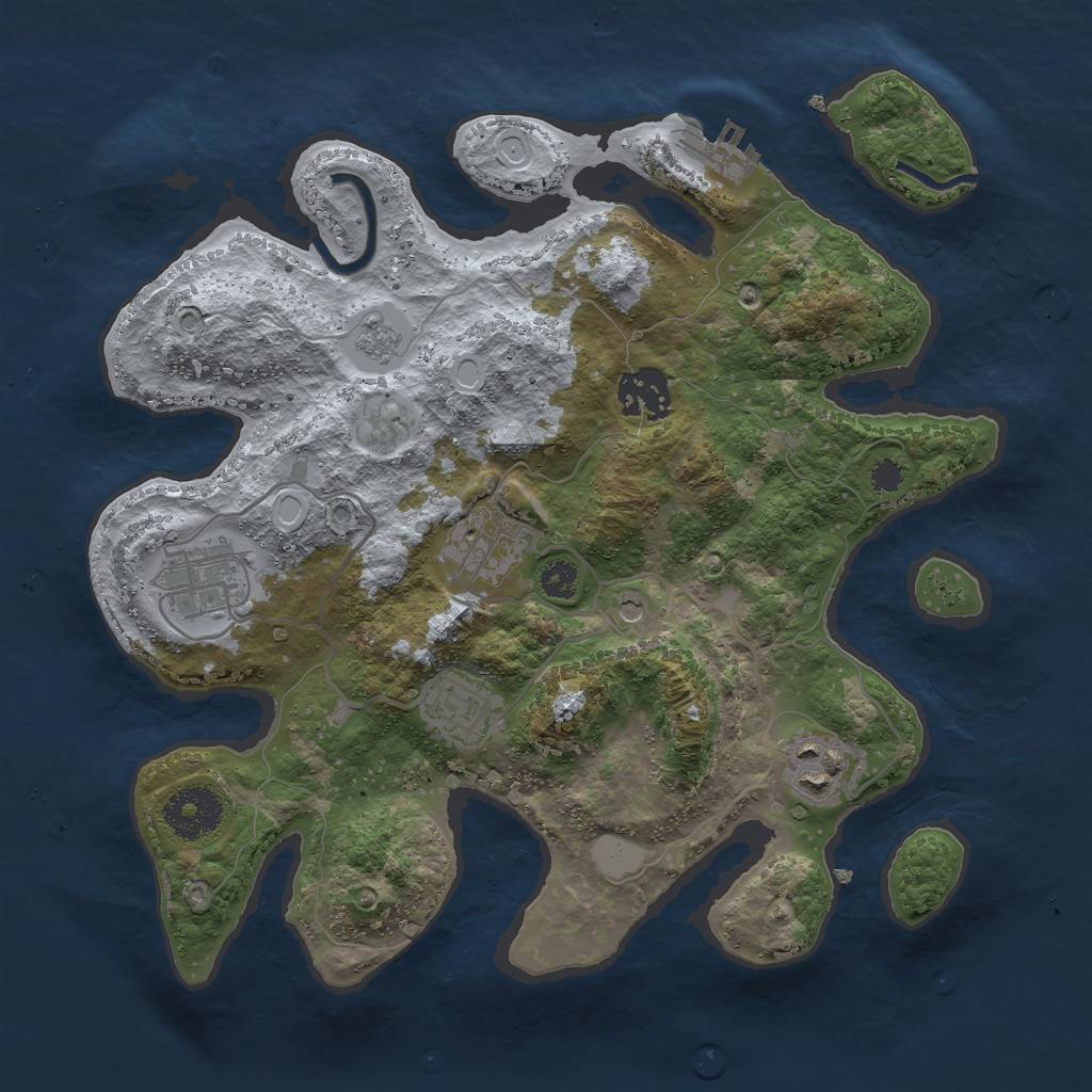 Rust Map: Procedural Map, Size: 3000, Seed: 7442, 11 Monuments