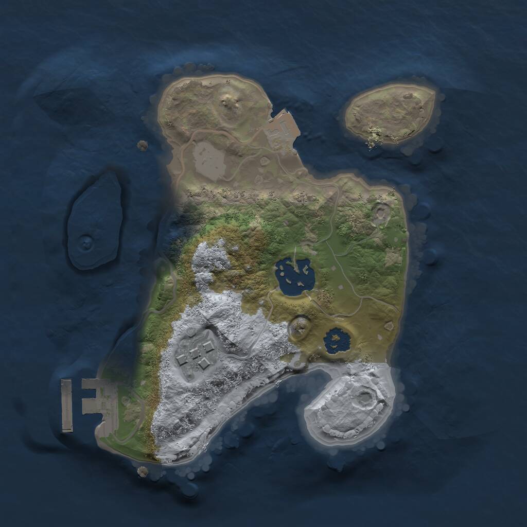 Rust Map: Procedural Map, Size: 2000, Seed: 76688, 4 Monuments