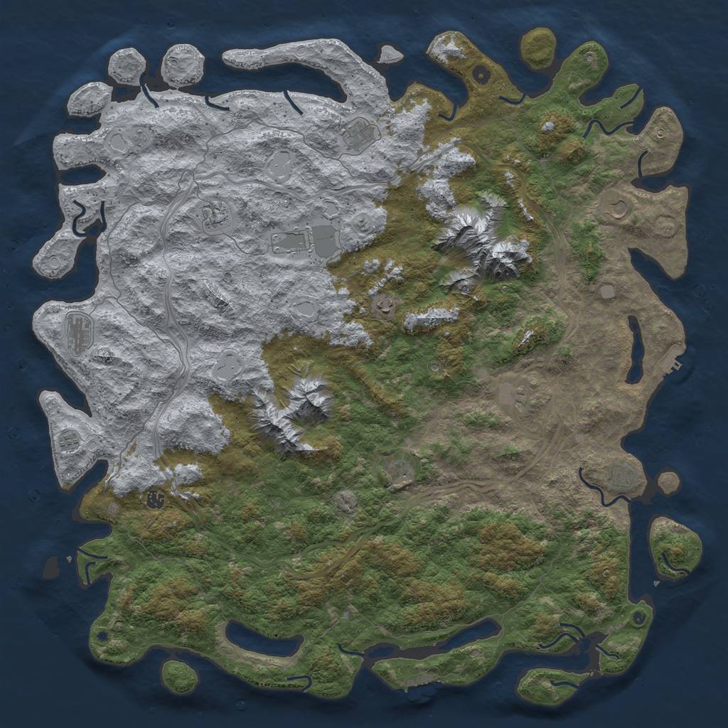 Rust Map: Procedural Map, Size: 6000, Seed: 76655641, 18 Monuments