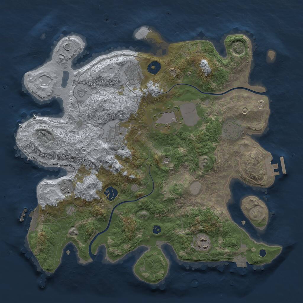 Rust Map: Procedural Map, Size: 3500, Seed: 1208147627, 13 Monuments