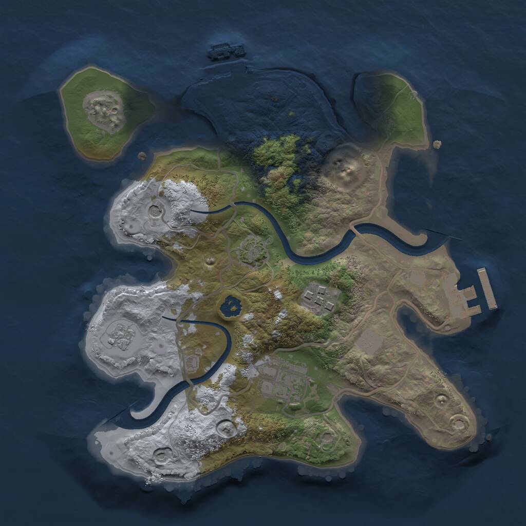 Rust Map: Procedural Map, Size: 2500, Seed: 1380410584, 8 Monuments