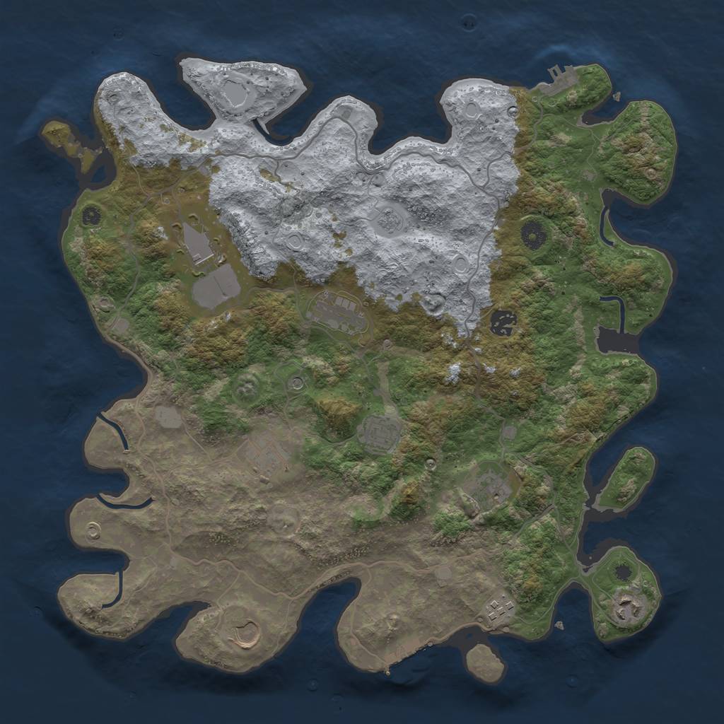 Rust Map: Procedural Map, Size: 4000, Seed: 20230428, 16 Monuments