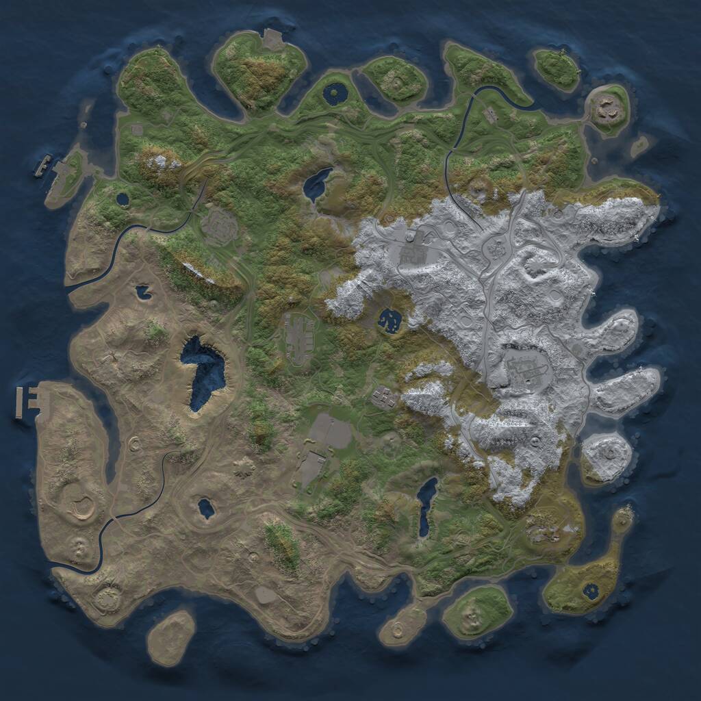 Rust Map: Procedural Map, Size: 4500, Seed: 476044308, 16 Monuments