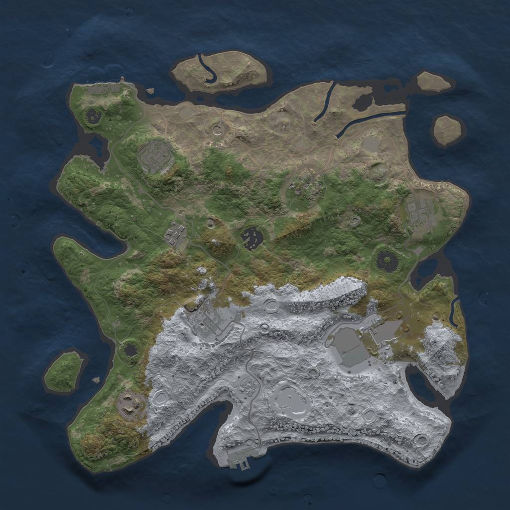 Rust Map: Procedural Map, Size: 3500, Seed: 433682701, 15 Monuments