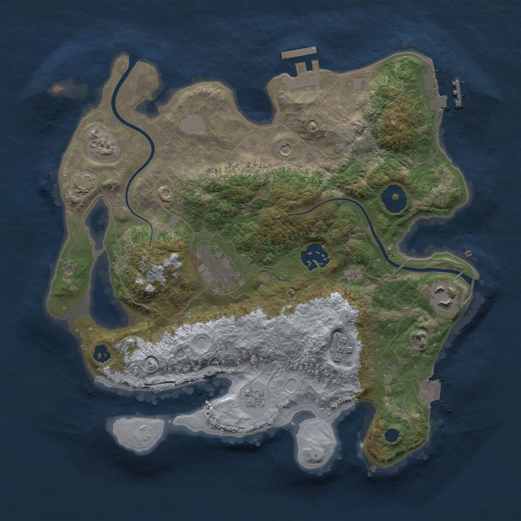 Rust Map: Procedural Map, Size: 3000, Seed: 23514, 10 Monuments