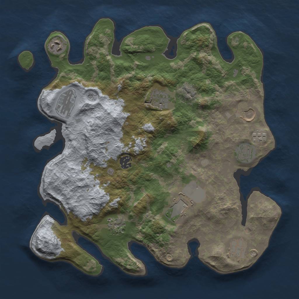 Rust Map: Barren, Size: 3500, Seed: 1628333995, 13 Monuments