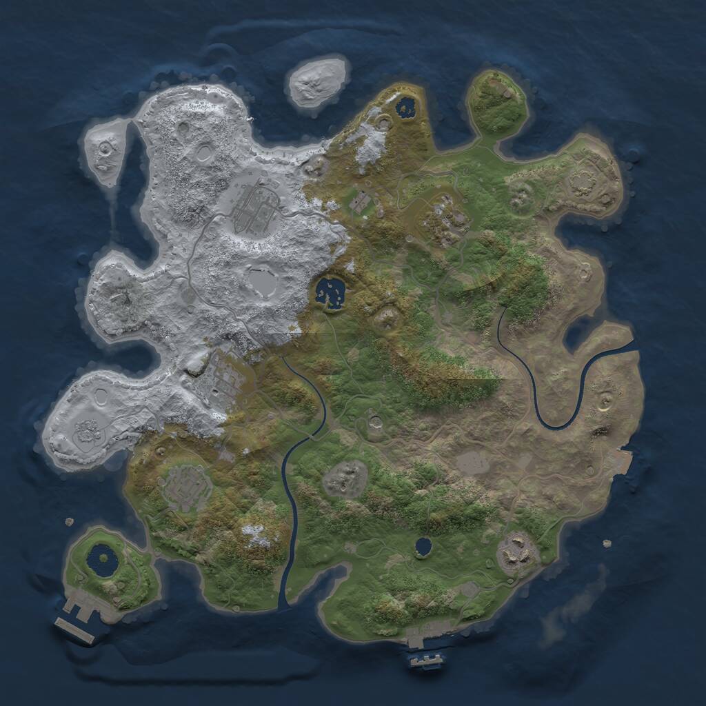 Rust Map: Procedural Map, Size: 3400, Seed: 1180124875, 12 Monuments