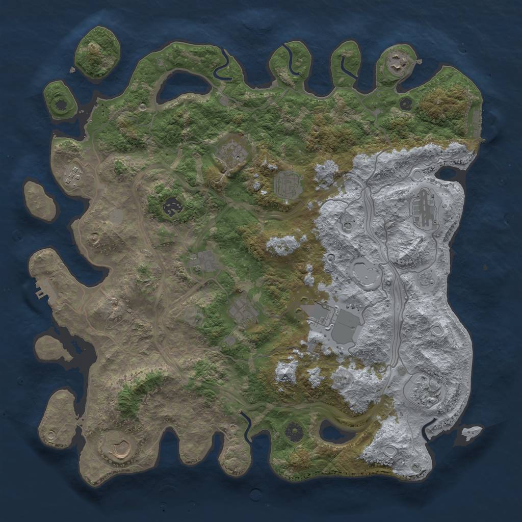 Rust Map: Procedural Map, Size: 4250, Seed: 317008516, 18 Monuments