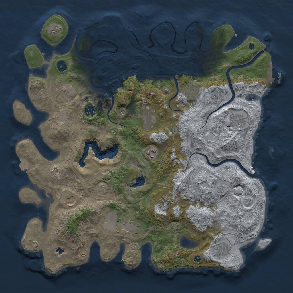Rust Map: Procedural Map, Size: 4250, Seed: 317008516, 17 Monuments