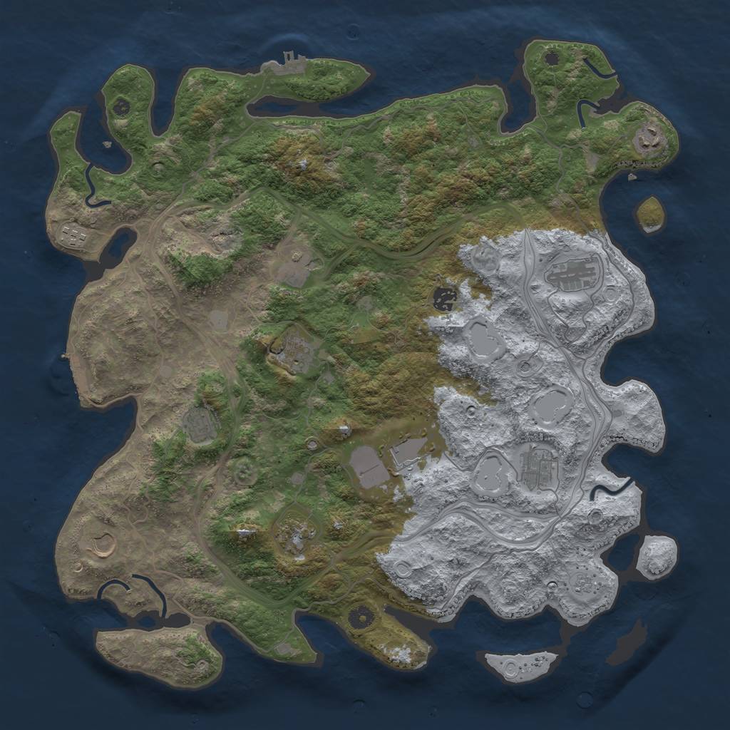 Rust Map: Procedural Map, Size: 4500, Seed: 24160, 18 Monuments