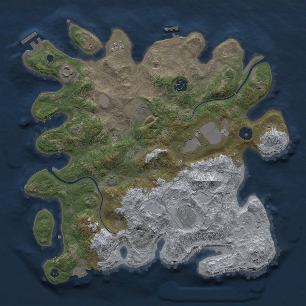 Rust Map: Procedural Map, Size: 3500, Seed: 360642600, 12 Monuments