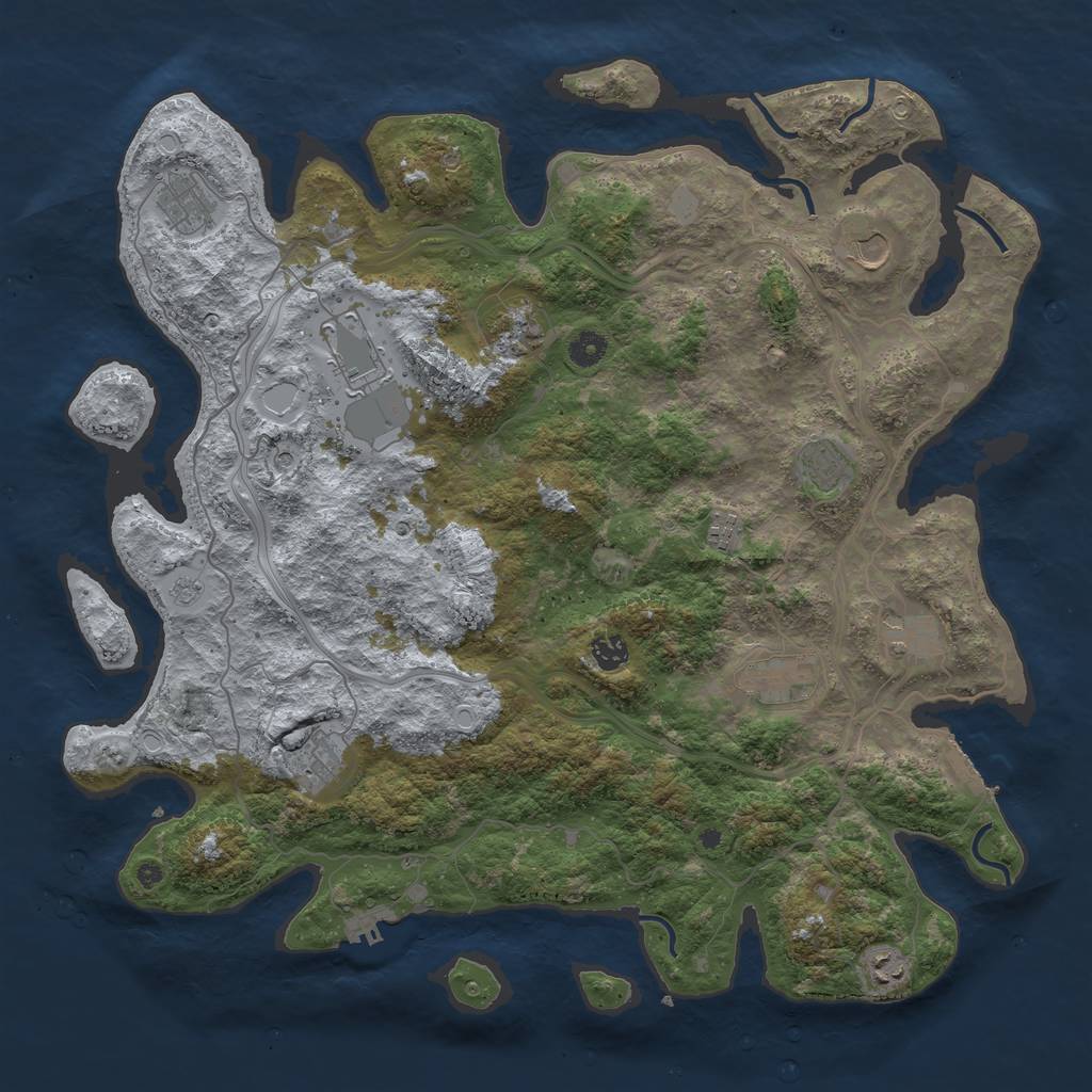 Rust Map: Procedural Map, Size: 4500, Seed: 53593728, 18 Monuments