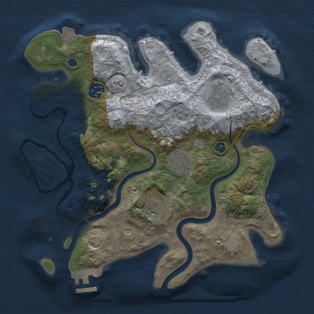 Rust Map: Procedural Map, Size: 3000, Seed: 61268, 10 Monuments