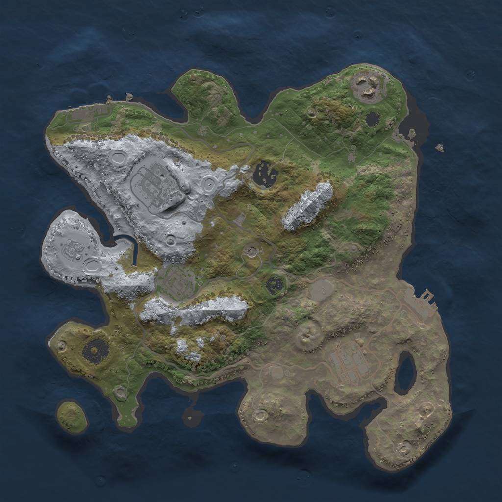 Rust Map: Procedural Map, Size: 3000, Seed: 5723, 12 Monuments