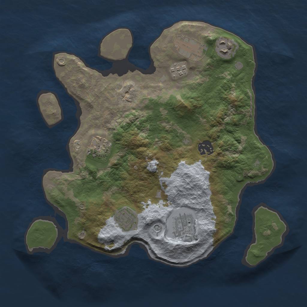 Rust Map: Barren, Size: 3000, Seed: 98273521, 10 Monuments