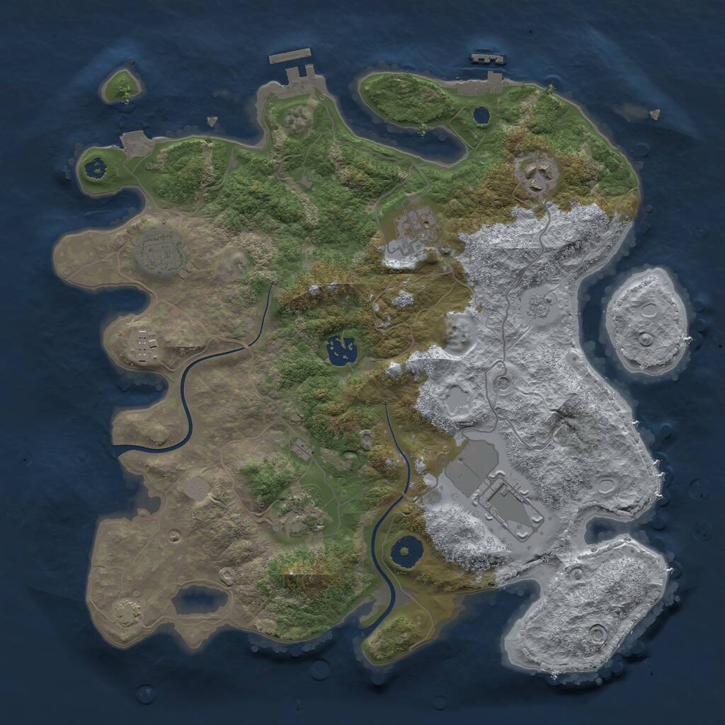 Rust Map: Procedural Map, Size: 3500, Seed: 471195959, 13 Monuments
