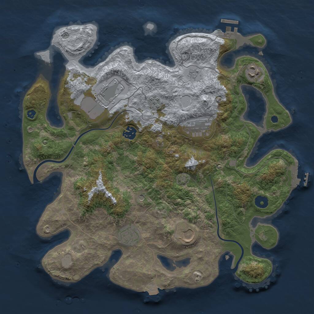 Rust Map: Procedural Map, Size: 3600, Seed: 767195, 13 Monuments