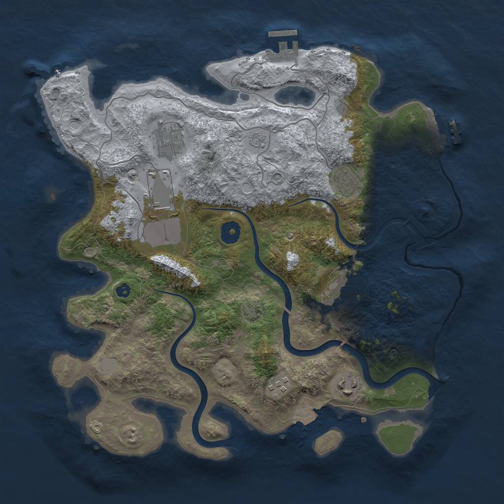 Rust Map: Procedural Map, Size: 3500, Seed: 1268748160, 12 Monuments