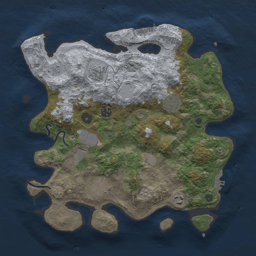 Rust Map: Procedural Map, Size: 3500, Seed: 1268748160, 15 Monuments