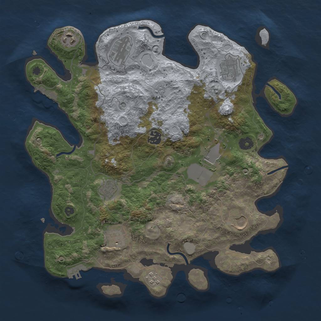 Rust Map: Procedural Map, Size: 3500, Seed: 1068854471, 16 Monuments