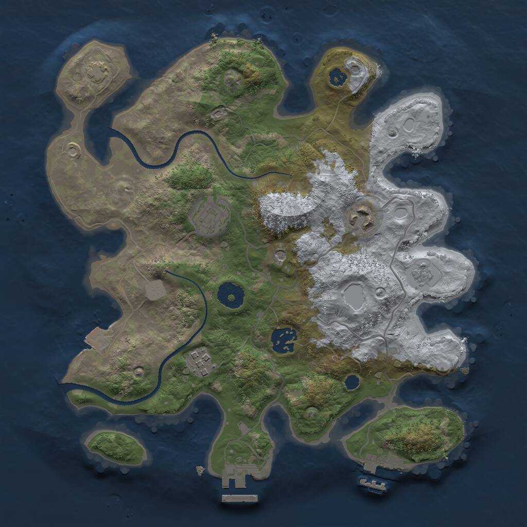 Rust Map: Procedural Map, Size: 3000, Seed: 29926, 10 Monuments