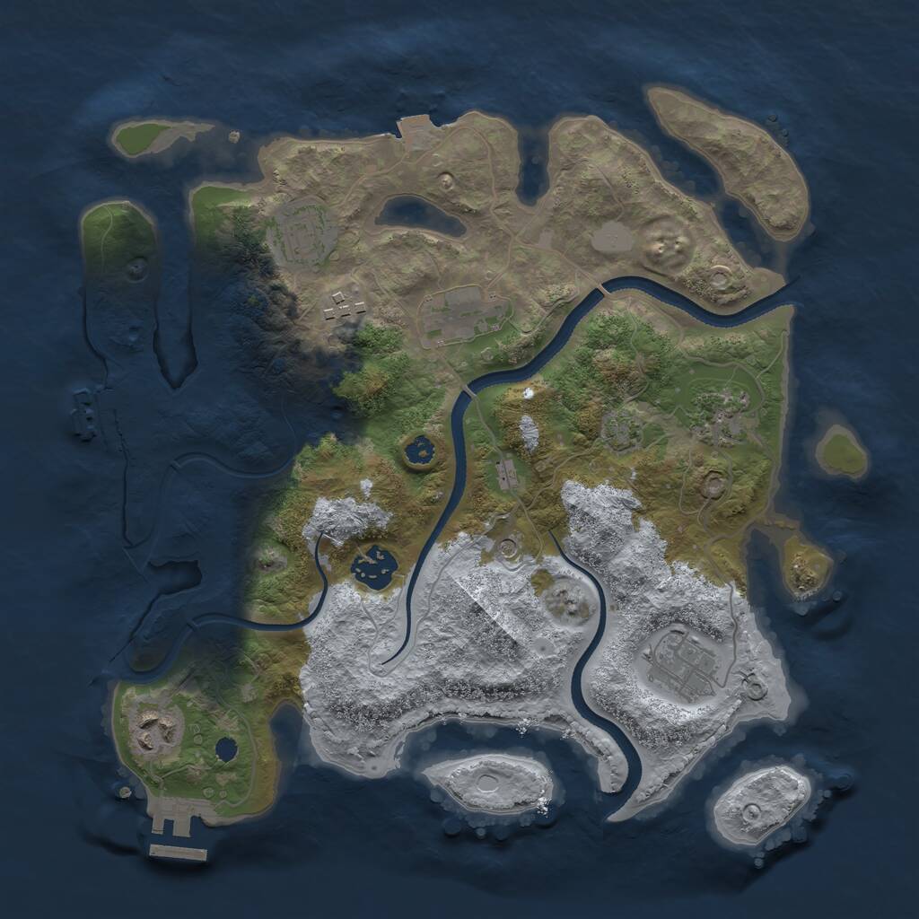 Rust Map: Procedural Map, Size: 3250, Seed: 1131948583, 12 Monuments