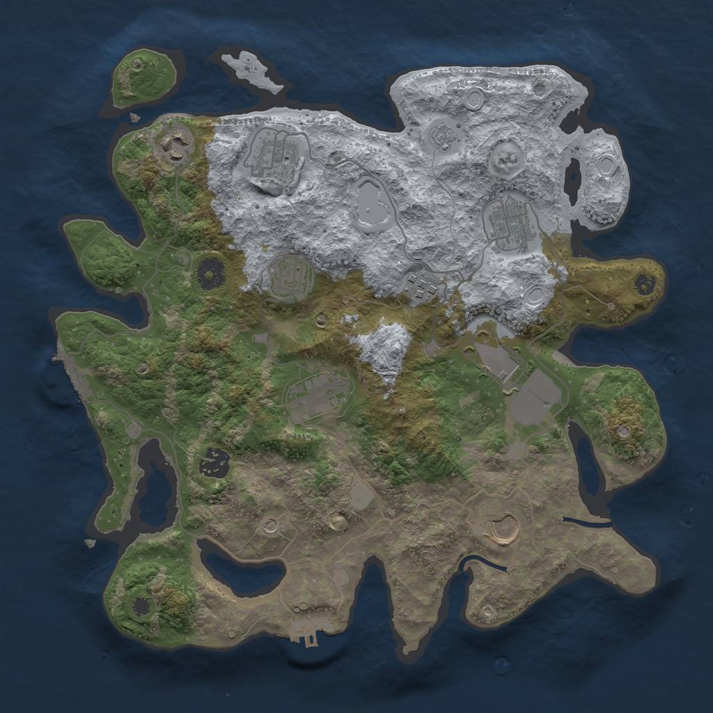 Rust Map: Procedural Map, Size: 3500, Seed: 980165556, 16 Monuments